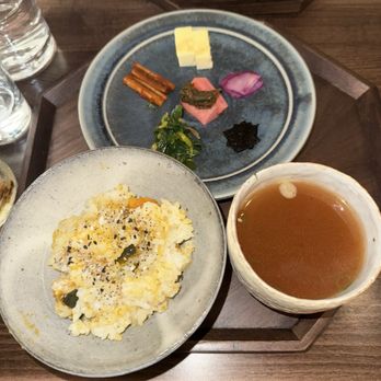 ODRE - Banchan and pumpkin rice and kimchi soup - Korean Near Me - New York, New York