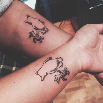 Mainland Ink Tattoo - Awesome final result of my sister & I's matching Pooh & Piglet tattoos thanks to Ron - Tattoo Near Me - Fremont, California Mainland Ink Tattoo - Awesome final result of my sister & I's matching Pooh & Piglet tattoos thanks to Ron - Tattoo Near Me - Fremont, California