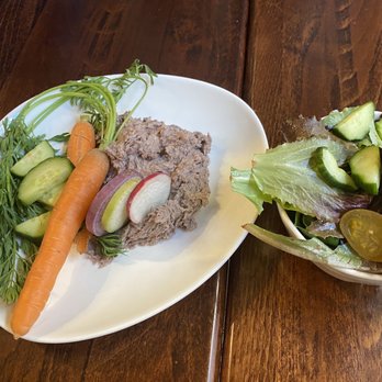 Democracy Brewing - Veggies with hummus and side salad - American Near Me - Boston, Massachusetts Democracy Brewing - Veggies with hummus and side salad - American Near Me - Boston, Massachusetts