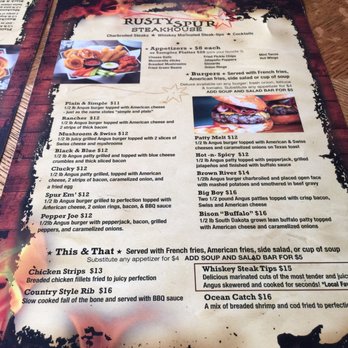 Rusty Spur Steakhouse - Their menu :p - Steakhouses Near Me - Murdo, South Dakota