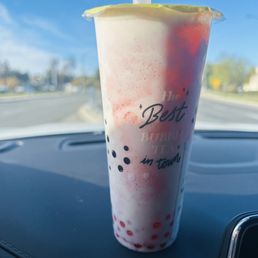 Strawberry Taro/with strawberry popping Boba