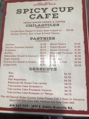 Menu photo 1 Spicy Cup Cafe & Bakery Columbus, OH Menu photo 1 Spicy Cup Cafe & Bakery Columbus, OH