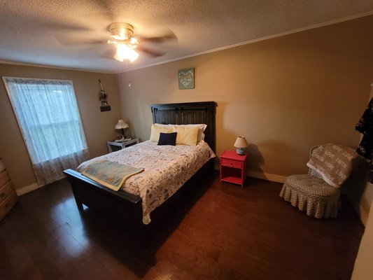 deep clean and floor waxing and laundry - I cleaned her room and washed all the linens, curtains , waxed floor, clean and organized closet and dreser drawers polished furniture and washed up all laundry and put it away.