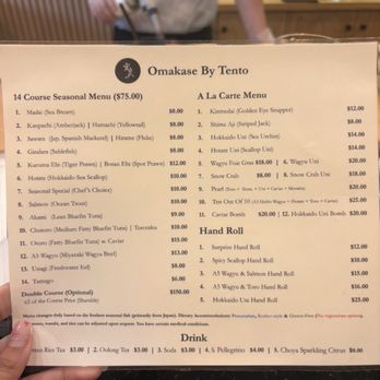Omakase By Tento - Menu 6/2026 - Sushi Bars Near Me - New York, New York