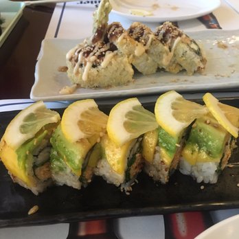 Kyoto Sushi - Aztec roll (bottom) and creamy crunch roll (top) Aztec roll had better flavors - Sushi Bars Near Me - Downey, California