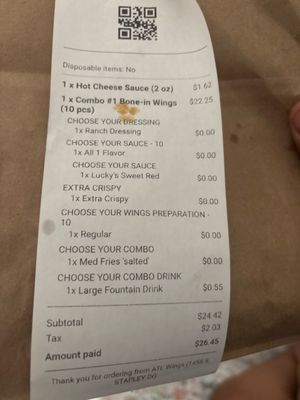 Menu photo 1 ATL Wings Mesa, AZ