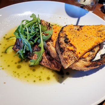 Local Yocal BBQ and Grill - Wild Caught Fish Feature was Salmon +  Saffron Braised Summer Squash, Basil Oil, Grilled Sourdough, Fresno Rouille - Cocktail Bars Near Me - McKinney, Texas