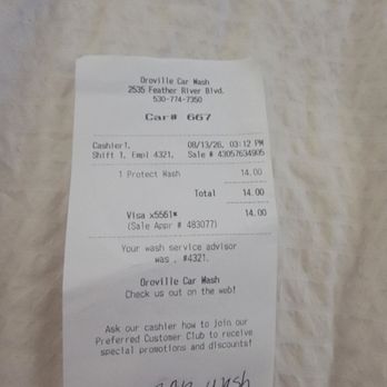 Oroville Car Wash - August 13 2026 receipt - Car Wash Near Me - Oroville, California Oroville Car Wash - August 13 2026 receipt - Car Wash Near Me - Oroville, California