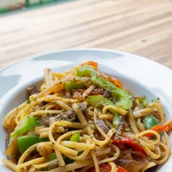 Black Pepper Beef Spaghetti 黑椒牛柳意麵: $14; $15.24 with tax