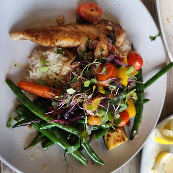 Hook & Anchor - Snapper with lime rice and fresh grilled vegetables. - Seafood Near Me - Costa Mesa, California Hook & Anchor - Snapper with lime rice and fresh grilled vegetables. - Seafood Near Me - Costa Mesa, California