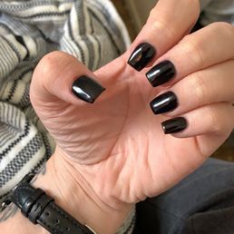Full acrylic set coffin shape black nail polish