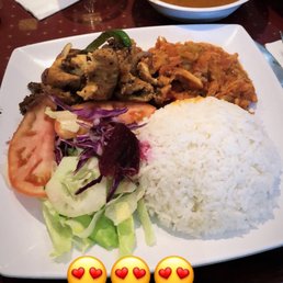 Cod fish, grilled chicken breast rice and red beans