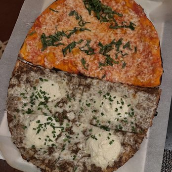 Allegro - Half & Half (Margherita & Bosco) Pizza with light cheese ($25) - Italian Near Me - Las Vegas, Nevada Allegro - Half & Half (Margherita & Bosco) Pizza with light cheese ($25) - Italian Near Me - Las Vegas, Nevada
