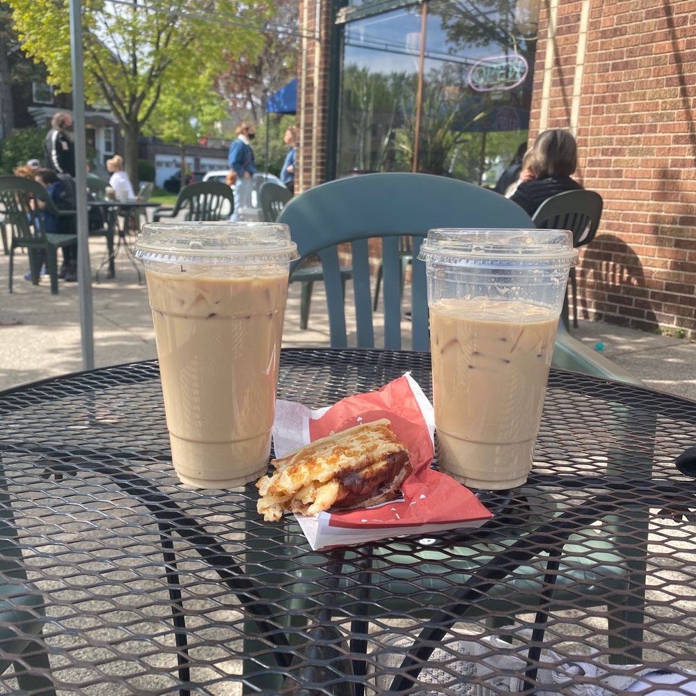 Iced Lattes and Nutella/banana waffle Iced Lattes and Nutella/banana waffle