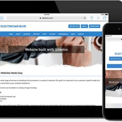 Sitestro - Electrician Theme. Multiple color options available. View live demo at: https://electrician-blue-theme.sitestro.com/