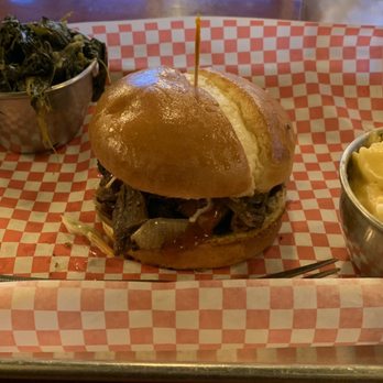 Pig & Brew - Collard Greens, brisket sandwich, macaroni and cheese - Barbeque Near Me - Richmond, Virginia Pig & Brew - Collard Greens, brisket sandwich, macaroni and cheese - Barbeque Near Me - Richmond, Virginia