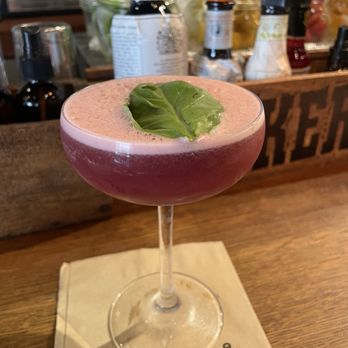 King's Fish House - Pine Ave - This delightful cocktail with gin, elderflower liquor, basil and blackberry puree. It is perfectly refreshing and just a tad sweet - Seafood Near Me - Long Beach, California King's Fish House - Pine Ave - This delightful cocktail with gin, elderflower liquor, basil and blackberry puree. It is perfectly refreshing and just a tad sweet - Seafood Near Me - Long Beach, California