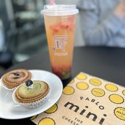 Yelp Community Week: Pablo Cheese Tart - Matcha and chocolate cheese tarts and yuzu drink