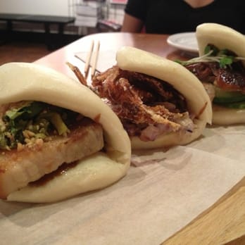 Fat Choy - 3 little baos (from front to back): pork belly, soft shell crab, Peking duck - New American Near Me - Las Vegas, Nevada Fat Choy - 3 little baos (from front to back): pork belly, soft shell crab, Peking duck - New American Near Me - Las Vegas, Nevada