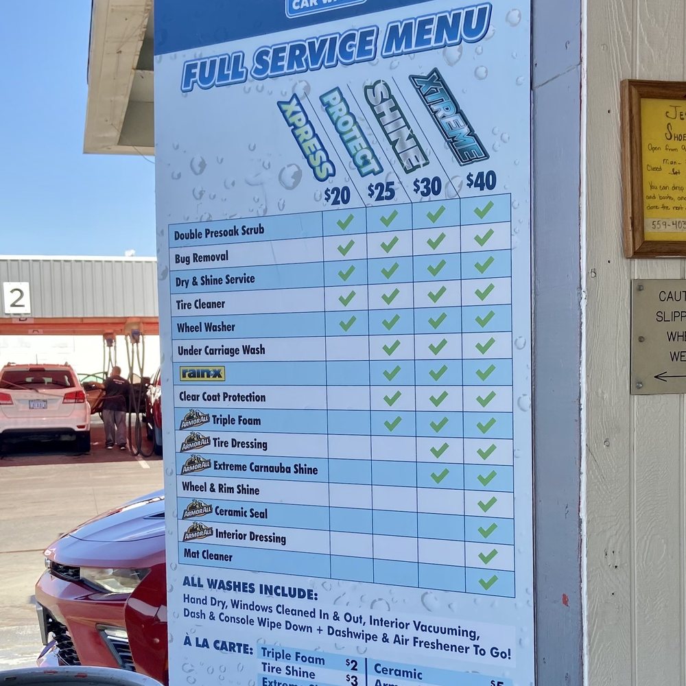 Rapid Xpress Flex Wash - Menu - Car Wash Near Me - Visalia, California