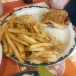 Yankee Kitchen Restaurant - Fries and turkey bacon melt on rye. I liked their rye bread very much.