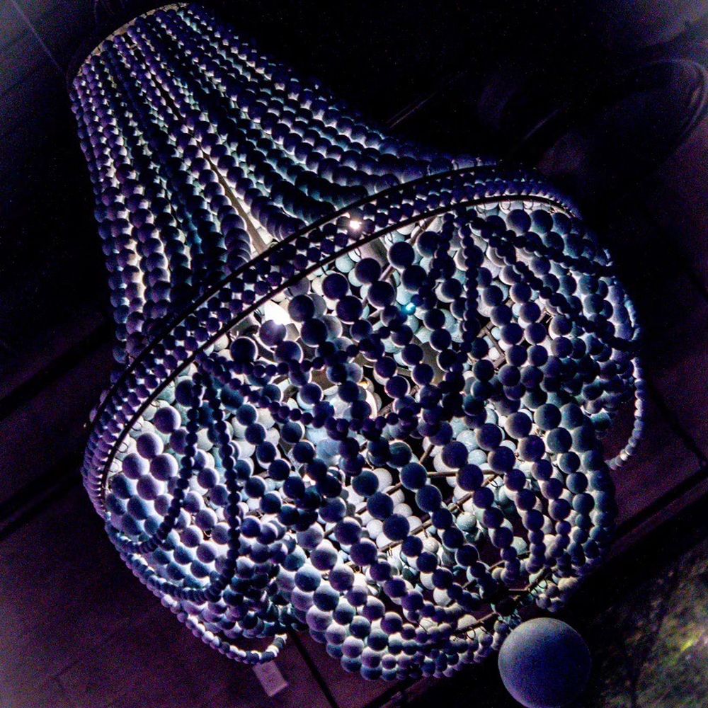 Blue Lacy - Finally a full shot of the ball fringe chandelier. - Bars Near Me - Austin, Texas