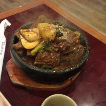 Kunjip - Our entrée, the Maeun Galbi Jim (Steamed Short Ribs with Spicy House Special Sauce) - Korean Near Me - Santa Clara, California