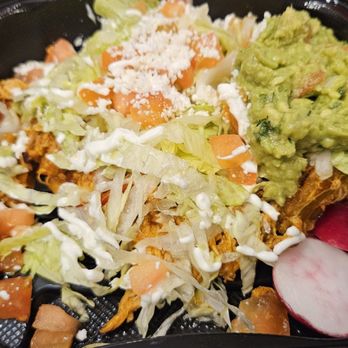 Origen Mexican Cuisine - Chicken Tostada (off menu) - New Mexican Cuisine Near Me - San Dimas, California Origen Mexican Cuisine - Chicken Tostada (off menu) - New Mexican Cuisine Near Me - San Dimas, California