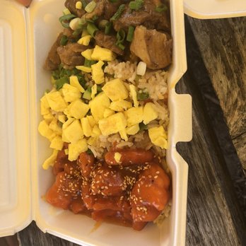 Mary's Asian Cuisine - The combo: has sesame chicken, bacon fried rice and adobo pork - Food Trucks Near Me - Beulah, Michigan Mary's Asian Cuisine - The combo: has sesame chicken, bacon fried rice and adobo pork - Food Trucks Near Me - Beulah, Michigan