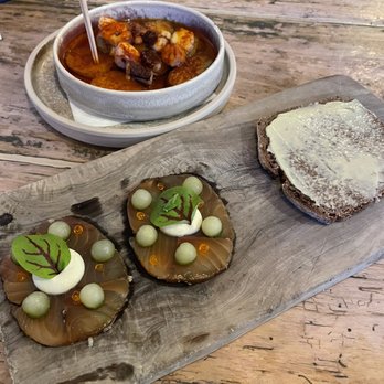 The Garrison - Salmon Pastrami and Octopus appetizer. - Pubs Near Me - London, XGL