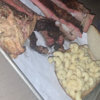 Brisket - Pork Ribs (top), Brisket (middle left), Pulled Pork (bottom left), and Mac n Cheese. - Barbeque Near Me - North Myrtle Beach, South Carolina Brisket - Pork Ribs (top), Brisket (middle left), Pulled Pork (bottom left), and Mac n Cheese. - Barbeque Near Me - North Myrtle Beach, South Carolina