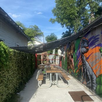 Dino Snack Shack - Outside shaded area - Juice Bars & Smoothies Near Me - San Antonio, Texas