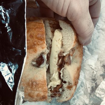 The Works Bakery Cafe - Egg bacon bagel on a cheese bagel - Bagels Near Me - Concord, New Hampshire The Works Bakery Cafe - Egg bacon bagel on a cheese bagel - Bagels Near Me - Concord, New Hampshire