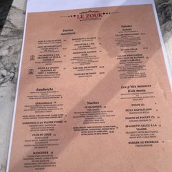 Le Zouk - Menu
