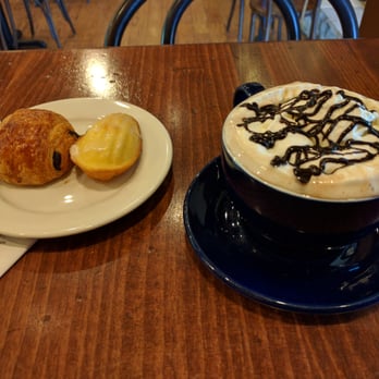 la Madeleine - Mini Chocolate Croissant with a nonfat cafe mocha. - Cafes Near Me - Austin, Texas la Madeleine - Mini Chocolate Croissant with a nonfat cafe mocha. - Cafes Near Me - Austin, Texas