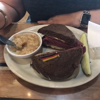 The Auslander - Pastrami Sammy with German Potato Salad - German Near Me - Fredericksburg, Texas The Auslander - Pastrami Sammy with German Potato Salad - German Near Me - Fredericksburg, Texas