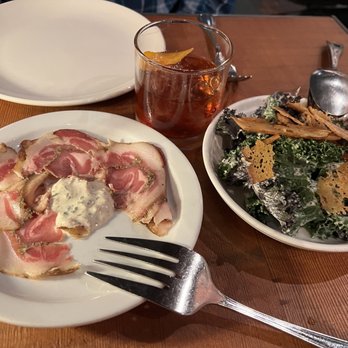 Staple & Fancy - Porchetta di Testa ronnato Baby Greens poppy seed vinaigrette, croutons - Italian Near Me - Seattle, Washington