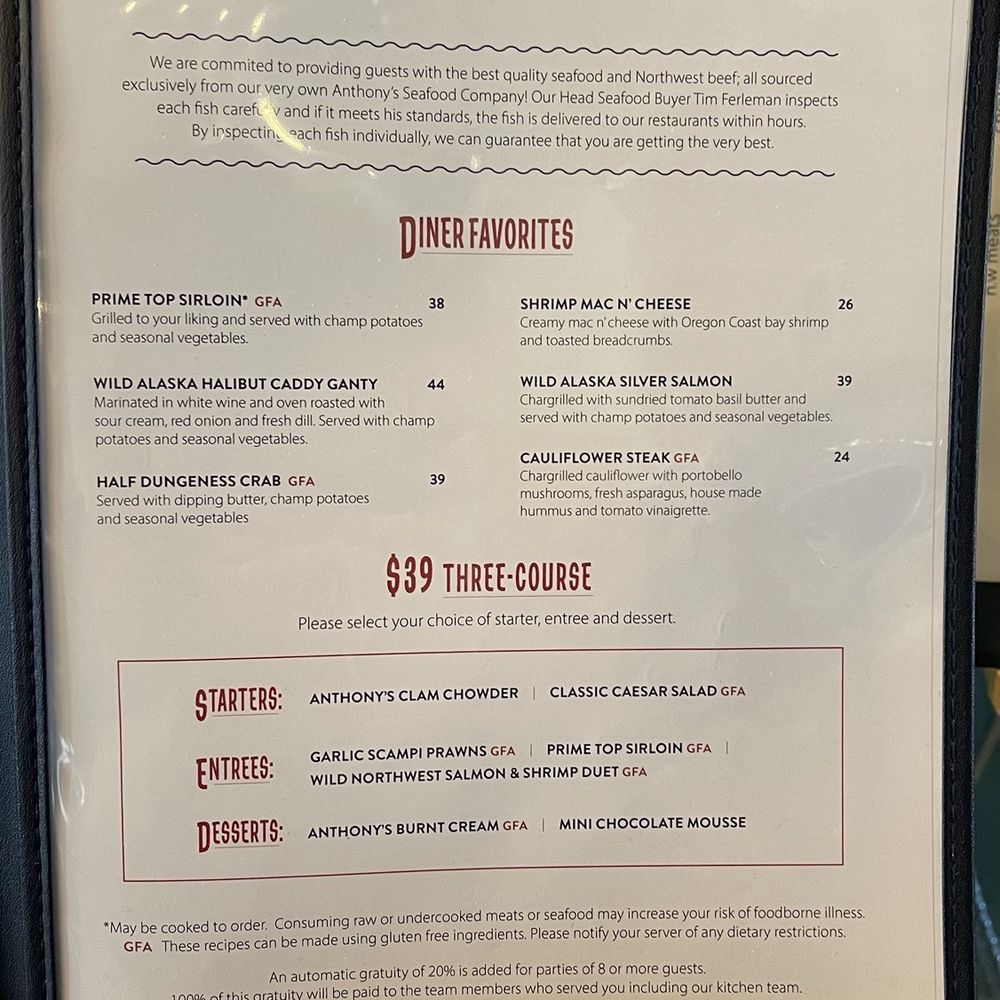 Anthony's Pier 66 - The menu. - Seafood Near Me - Seattle, Washington Anthony's Pier 66 - The menu. - Seafood Near Me - Seattle, Washington