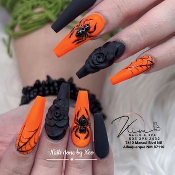 Kim Nails And Spa - Spooky spider nails - Nail Salons Near Me - Albuquerque, New Mexico