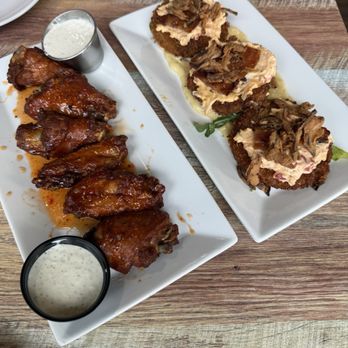 Hole 19 Craft Kitchen - Sweet thai chili wings and pimento cheese fried green tomatoes - Sports Bars Near Me - Greensboro, North Carolina Hole 19 Craft Kitchen - Sweet thai chili wings and pimento cheese fried green tomatoes - Sports Bars Near Me - Greensboro, North Carolina
