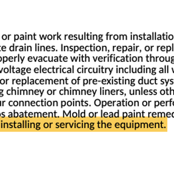 Blue Valley Heating & Cooling - fine print that says company is not responsible for damage - Water Heater Installation/Repair Near Me - Longmont, Colorado