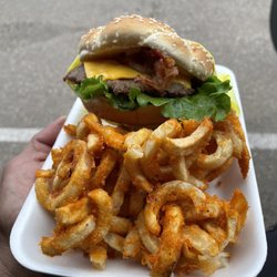 Ralph's Snack Bar - Bacon cheeseburger with seasoned curly fries