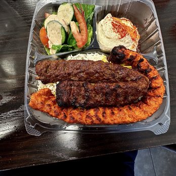 Fresh Grill Mediterranean - Chicken and beef kabobs, rice, salad and hummus along with the garlic sauce. - Persian/Iranian Near Me - Los Angeles, California Fresh Grill Mediterranean - Chicken and beef kabobs, rice, salad and hummus along with the garlic sauce. - Persian/Iranian Near Me - Los Angeles, California