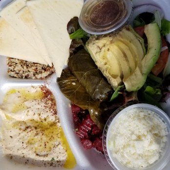 Sultan Mediterranean Grill - Mediterranean Bowl which came with dolmas (grape leaves), falafel, hummus, beats, quinoa, and salad. Added feta to my order. - Mediterranean Near Me - Moab, Utah