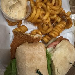 Fish Sammy and curly fries Fish Sammy and curly fries