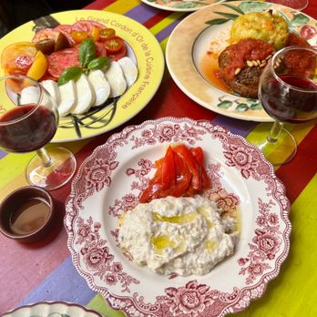 Oliviera - Eggplant/feta dip with red pepper, Caprese with fresh seasonal tomatoes, and eggplant meatball? ALL TO DIE FOR! - Mediterranean Near Me - Nice, 06