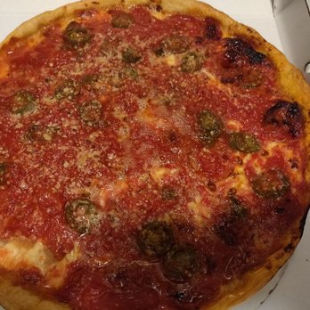 Lou Malnati's Pizzeria - Large deep dish, regular cook, uncut for delivery, with jalapenos all over, pepperoni on half, sausage on the other half. - Pizza Near Me - Third Lake, Illinois