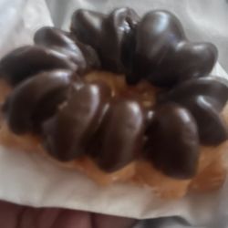 Breakfast in bed chocolate French Cruller Donut