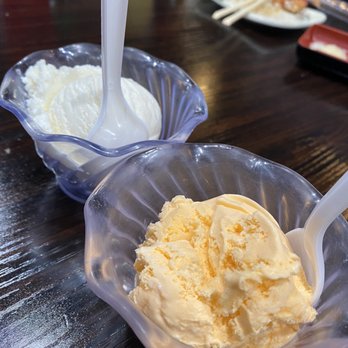 Show Sushi - Vanilla and "mango" complimentary ice cream. Mango tasted like chemically peach. Yuck. But I appreciate the sentiment. - Sushi Bars Near Me - La Palma, California Show Sushi - Vanilla and "mango" complimentary ice cream. Mango tasted like chemically peach. Yuck. But I appreciate the sentiment. - Sushi Bars Near Me - La Palma, California