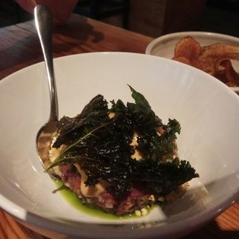 Deer + Almond - Deer tartare - it tastes 100x better than it looks in this photo! - Tapas Bars Near Me - Winnipeg, Manitoba
